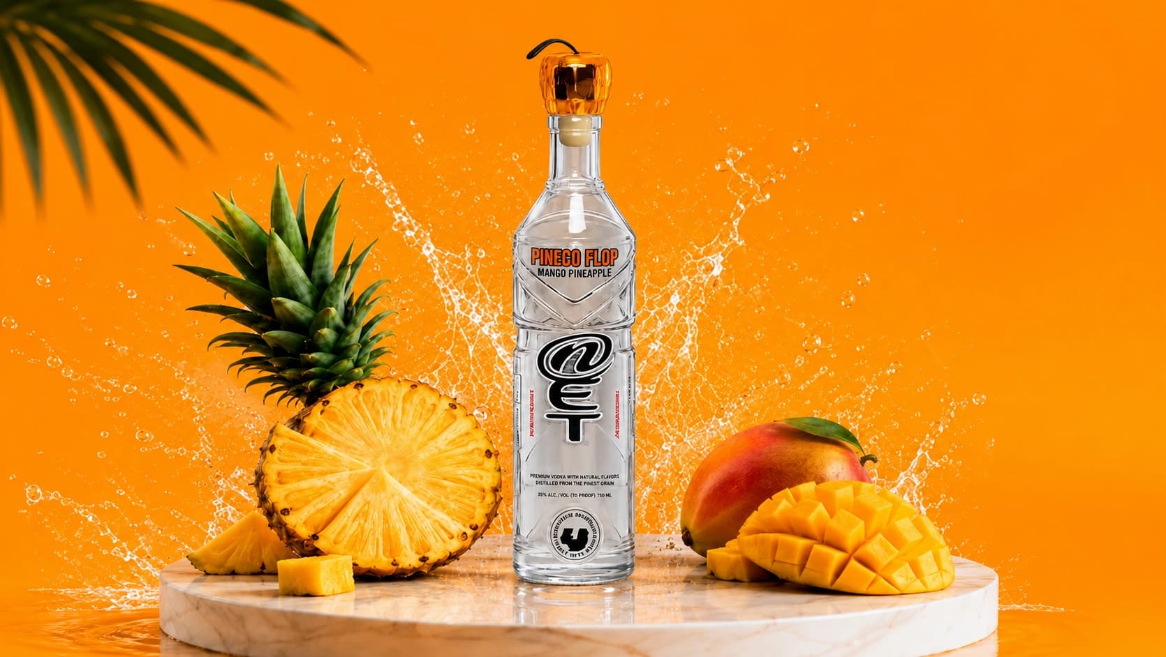 Pinego Flop bottle with fresh fruit
